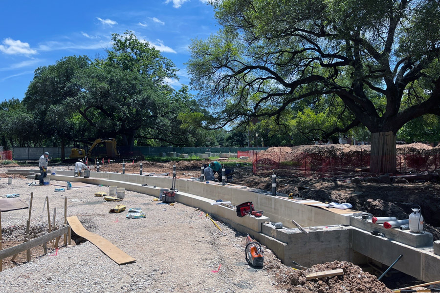 Exterior veneer installed for the Memorial to the Enslaved