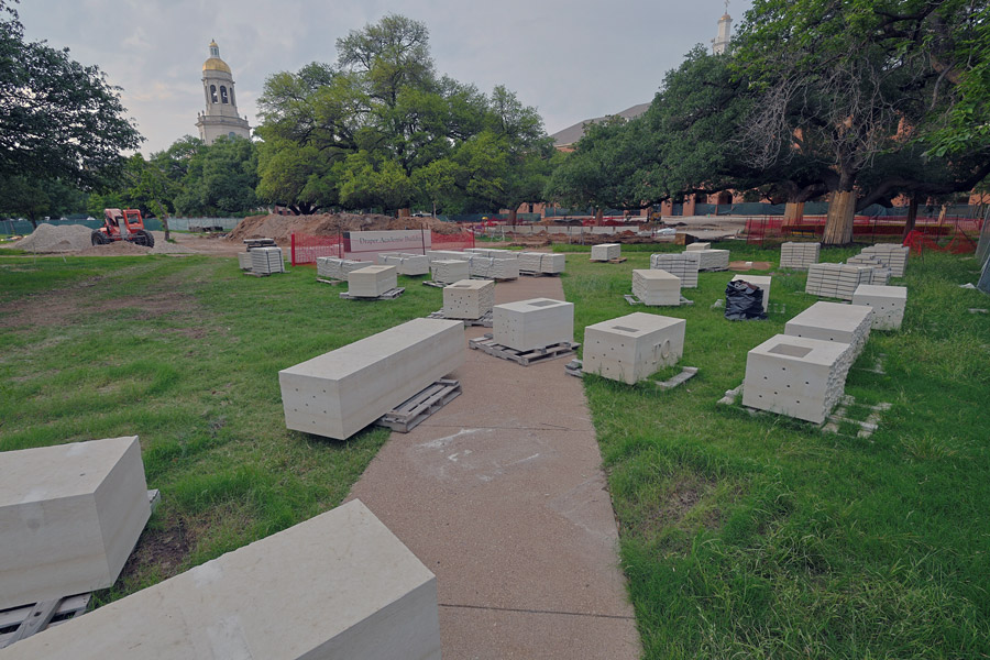 Large engraved stones await installation at the Memorial to the Enslaved