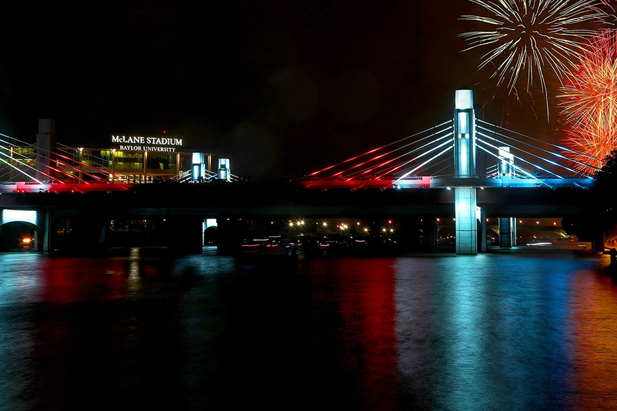 Fireworks over the Brazos with McLane Stadium in the background