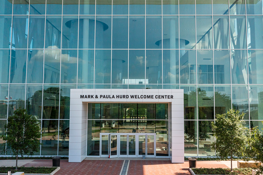 Front view of Mark & Paula Hurd Welcome Center