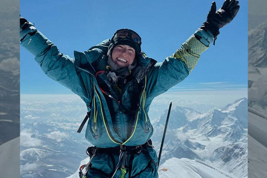 Alum Jess Wedel at the top of Mt. Everest