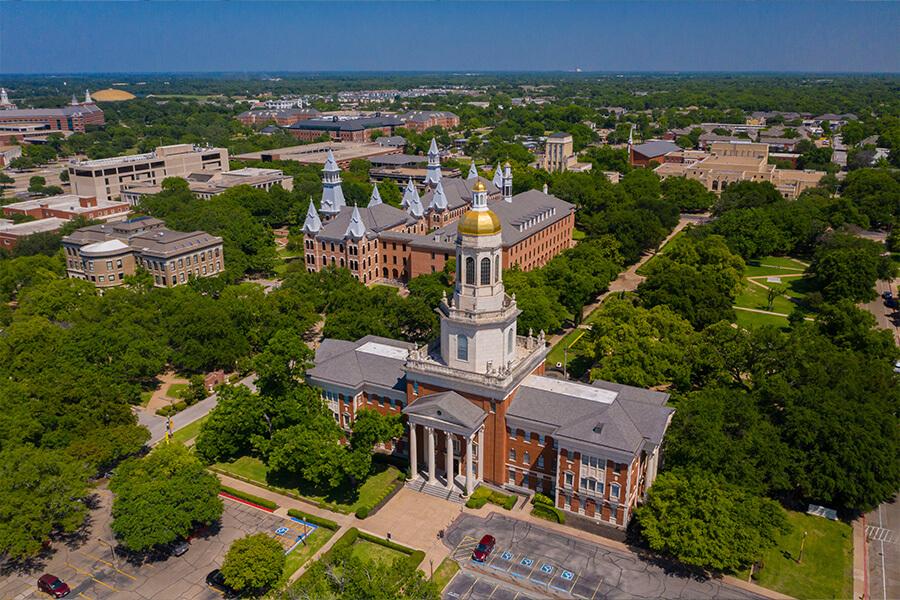 Aerial image of Baylor campus